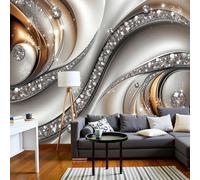 Papel Tapiz Fotográfico 3D Espiral Diamante Brillante 3D Mural Blanco Plateado Abstracto Lujoso Fotomurales Para Habitación Infantil Salon Dormitorio Oficina Murales Decorativos Pared 300X210Cm
