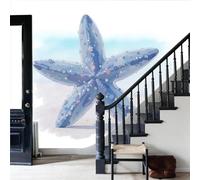 Papel Tapiz Fotográfico 3D Estrella de mar del océano azul Estilo acuarela 350x256cm Papel Pintado Panorámico, Fuera De La Ventana Murales Decoración Pared Moderna para Cuarto de Niño, Salón, Oficina