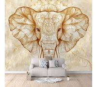 Papel Tapiz Fotográfico 3D Flor De Mandala De Elefante 150x105 cm Papel Pintado Panorámico, Murales Decoración Pared Moderna para Cuarto de Niño, Salón, Oficina