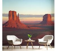 Papel Tapiz Fotográfico 3D, Fotografía De Naturaleza Naranja Rojo Papel Tapiz Tela de Seda, Sala de Estar Dormitorio Monument Valley Póster Decoración de Pared, 150Anx105Al cm Mural De Panorámico