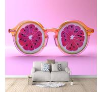 Papel Tapiz Fotográfico 3D Gafas De Sol 300x256 cm Rosa Papel Pintado Panorámico, Murales Decoración Pared Moderna para Cuarto de Niño, Salón, Oficina,dormitorio