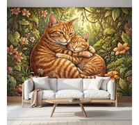 Papel Tapiz Fotográfico 3D Gato Naranja De La Jungla 450Anx315Al cm Papel Pintado Panorámico, Ilustración De Animales Murales Decoración Pared Moderna para Cuarto de Niño, Salón