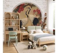 Papel Tapiz Fotográfico 3D grulla animal Pino de lujo 200x140cm Papel Pintado Panorámico,Fuera De La Ventana Murales Decoración Pared Moderna para Cuarto de Niño,Salón,Oficina