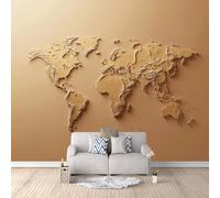 Papel Tapiz Fotográfico 3D Las Placas De La Tierra 300x256 cm Papel Pintado Panorámico, Mapa Del Mundo Murales Decoración Pared Moderna para Cuarto de Niño, Salón, Oficina