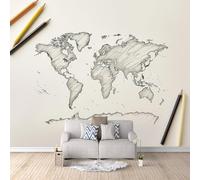 Papel Tapiz Fotográfico 3D Las Placas De La Tierra 300x256 cm Papel Pintado Panorámico, Mapa Del Mundo Murales Decoración Pared Moderna para Cuarto de Niño, Salón, Oficina
