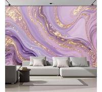 Papel Tapiz Fotográfico 3D Lujoso Diseño De Mármol 450 × 315 Cm Papel Pintado Panorámico, Estilo De Arte Fluido Murales Decoración Pared Moderna Para Cuarto De Niño, Salón, Oficina,Púrpura