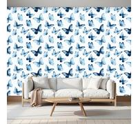 Papel Tapiz Fotográfico 3D Mariposa Azul 250x175cm Papel Pintado Panorámico Fresco Y Elegante Fondo De Pantalla XXL Decoración De Pared para Sala Cuarto Oficina, Azul Marino