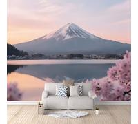 Papel Tapiz Fotográfico 3D Monte Fuji 150x105 cm Papel Pintado Panorámico, Flores De Cerezo Murales Decoración Pared Moderna para Cuarto de Niño, Salón, Oficina