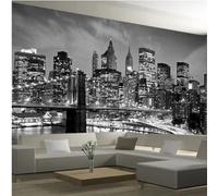 Papel Tapiz Fotográfico 3D Paisaje Nocturno De La Ciudad De Nueva York Papel Pintado Panorámico,Murales Decoración Pared Para Cuarto De Niño,Salón,Oficina-200X140Cm