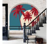 Papel Tapiz Fotográfico 3D Paisaje pop retro palmera en apuros 250x175cm Papel Pintado Panorámico,Fuera De La Ventana Murales Decoración Pared Moderna para Cuarto de Niño,Salón,Oficina