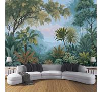 Papel Tapiz Fotográfico 3D Plantas Tropicales Exuberantes - 350x250cm Papel Pintado Pared Selva Tropical Exótica Panorámico de Seda Póster Gigante de Pared para Salón Dormitorio Pasillo Comedor, Verde