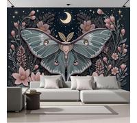 Papel Tapiz Fotográfico 3D Polilla De La Luna De Las Flores 400x280cm Papel Pintado Panorámico, Estilo De Ilustración De Fantasía Murales Decoración Pared Moderna Para Salon Dormitorio Oficina