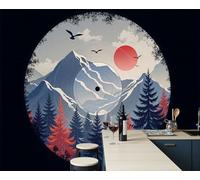 Papel Tapiz Fotográfico 3D Registro De Montaña Abstracto Mural Negro Ilustración De Paisaje Fotomurales Para Habitación Infantil Salon Dormitorio Oficina Murales Decorativos Pared 250X175Cm