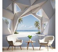 Papel Tapiz Fotográfico 3D Salas Exposiciones Arquitectura 350Anx256Al cm Papel Pintado Panorámico, Paisajes Playa Murales Decoración Pared Moderna para Cuarto de Niño, Salón, Oficina