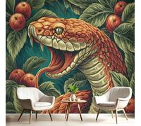 Papel Tapiz Fotográfico 3D Serpiente Con Lengua Fuera 300Anx210Al cm Papel Pintado Panorámico, Ilustración Murales Decoración Pared Moderna para Cuarto de Niño, Salón, Oficina