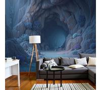 Papel Tapiz Fotográfico 3D Surrealista 400x280cm Mural de Papel Pintado Panorámico Abismo De Cueva Misteriosa, Cuadros Fotos Pared Decoración Pared para Habitacion, Salón, Oficina, Azul Grisáceo