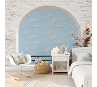 Papel Tapiz Fotográfico 3D Vida marina delfines Océano y algas marinas 184x127cm Papel Pintado Panorámico,Fuera De La Ventana Murales Decoración Pared Moderna para Cuarto de Niño,Salón,Oficina