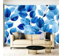 Papel tapiz fotográfico 400 x 280 cm paredes decoración de salón Diseño Acuarela Ramas Y Hojas Plantas Eucaliptos para dormitorio sala de estar papel tapiz no tejido, Azul
