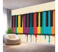 Papel tapiz fotográfico 400 x 280 cm paredes decoración de salón Diseño Anime Música Teclas De Piano Salpicaduras De Tinta para dormitorio sala de estar papel tapiz no tejido, Vistoso