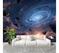Papel Tapiz Fotográfico 400x280 cm FantasíA Espacio VóRtice Papel Pintado Panorámico Decoración De Pared Sala Cuarto Adulto Habitación de Niños Azul Grandes Paredes Póster