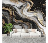 Papel Tapiz Fotográfico 400x280cm Abstracto PatróN De MáRmol 3D Murales Póster Moderna Fotomurales Negro Para Cuarto de Niño Salón Dormitorio Oficina Decorar