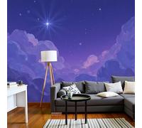 Papel Tapiz Fotográfico 400X280Cm Estrella Norte Ensueño Nocturno Paisaje Pintura Al Óleo 3D Murales Púrpura Póster Moderna Fotomurales Para Cuarto De Niño Salón Dormitorio Oficina Decoración De Pared