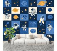 Papel Tapiz Fotográfico 400x280cm Tablero De Ajedrez Con TemáTica Espacial 3D Murales Póster Moderna Fotomurales Azul Oscuro Para Cuarto de Niño Salón Dormitorio Oficina Decorar