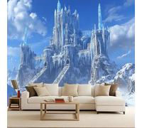 Papel Tapiz Fotográfico 450x315 cm Hielo Castillo Jardín Colgante 3D Murales Tejido No Tejido Mate Póster Moderna Fotomurales Para Cuarto de Niño Salón Dormitorio Oficina Decoración de Pared