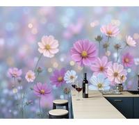 Papel Tapiz Fotográfico 450X315Cm Cosmos Natural 3D Paisaje Vegetal 3D Murales Azul Claro Póster Moderna Fotomurales Para Cuarto De Niño Salón Dormitorio Oficina Decoración De Pared