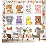 Papel tapiz fotográfico Animales Avatares Murales de dormitorio para niños Fondo de Versión Q Animales Retratos De Medio Cuerpo Pared Pintado Papel tapiz dormitorio de estar sala mural- 350 x 256cm