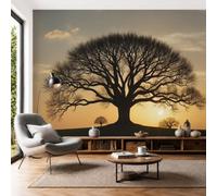 Papel tapiz fotográfico Árbol Gigante Muerto Murales de dormitorio para niños Fondo de Puesta De Sol Halo Pared Pintado Papel tapiz dormitorio de estar sala sofá mural- 350 x 256cm