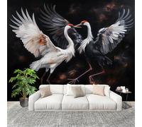 Papel Tapiz Fotográfico Arte AbstraccióN Grulla de Corona Roja - Papel Pintado Pared Interior Panorámico, En Blanco Y Negro Póster Gigante de Pared Personalizado 3D Para Salón o Dormitorio 400x280 cm