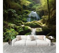 Papel Tapiz Fotográfico Bosque Cascada Paisaje - Papel Pintado Pared Interior Panorámico, Naturaleza Póster Gigante de Pared Personalizado 3D Para Salón o Dormitorio 250x175 cm