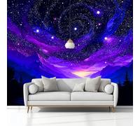 Papel Tapiz Fotográfico Bosque De Cielo Nocturno De Fantasía Fotomurale 250 x 175 cm Art Mural Púrpura Papel Pintado Fotomural, para Cafe Restaurant Dormitorio Hoga Murales Decoración