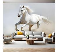 Papel Tapiz Fotográfico Caballo de dibujos animados 350 x 250 cm Gris claro Papel Pintado Panorámico Decorativo para Salón, Oficina o Habitación Infantil