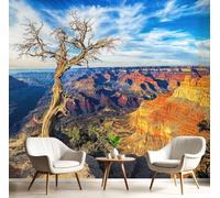 Papel Tapiz Fotográfico Cañón Árbol Muerto Fotografía De Naturaleza Paisaje 400x280cm Papel Pintado no Tejido, Fotomural Panorámico, Mural de Pared, Decoración de Pared para Sala, Cuarto,Azul Naranja