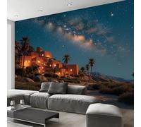 Papel tapiz fotográfico Castillo Antiguo 400An×280Al cm Tejido No Tejido Fondo De Pantalla XXL Misterio Egipto Arquitectura Fotomurales Decoración Pared Dormitorio Sala Oficina Salón Murales, Azul