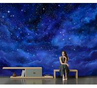 Papel tapiz fotográfico Cielo Nocturno Profundo Murales de dormitorio para niños Fondo de Cielo Estrellado Pared Pintado Papel tapiz dormitorio de estar sala sofá mural- 300 x 210cm