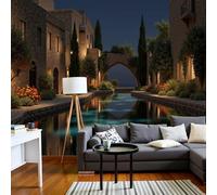 Papel tapiz fotográfico Ciudad Antigua Murales de dormitorio para niños Fondo de Puente Arqueado De Piedra Pared Pintado Papel tapiz dormitorio de estar sala sofá mural- 350 x 256cm