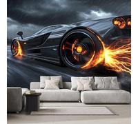 Papel Tapiz Fotográfico Coche De Carreras Coche Deportivo 3D Art Pintura Velocidad Chispa Mural Cafe Restaurant Decoración para el Hoga Murales Papel Pintado Fotomural 366x254 cm