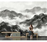 Papel Tapiz Fotográfico Concepción Artística Del Paisaje, 350x250cm Papel Pintado Panorámico Cumbres Brumosas Mural de Pared Decoración De Pared para Sala Cuarto Oficina Salón, Gris Claro