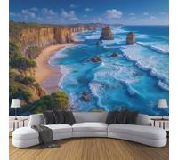 Papel Tapiz Fotográfico Costa Del Acantilado De Great Ocean Road 400x280cm, Papel Pintado Seda Paisaje De Playa, Azul Mural Para Sala Estar Dormitorio Infantil Decoración