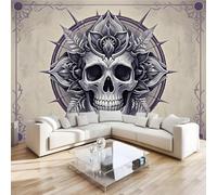 Papel Tapiz Fotográfico Cráneo Alas 3D Art Pintura Pintado Vintage Mural Cafe Restaurant Decoración para el Hoga Murales Papel Pintado Fotomural 200x140 cm
