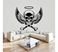 Papel Tapiz Fotográfico Cráneo Alas 3D Art Pintura Pintado Vintage Mural Cafe Restaurant Decoración para el Hoga Murales Papel Pintado Fotomural 300x230 cm