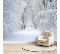 Papel tapiz fotográfico de paisaje natural para sala de estar, mural de pared, camino nevado, campo de nieve, bosque, papel tapiz fotográfico para dormitorio, pared y restaurante, fondo artístico