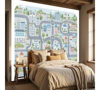 Papel tapiz fotográfico Edificios de dibujos animados divertidos Mapa de la ciudad de dibujos animados para niños 150x105cm tejido no tejido Fondo De Pantalla Pared Sala Cuarto Oficina Salón Vistoso