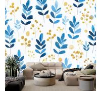 Papel Tapiz Fotográfico Efecto 3D Dibujo Animado Minimalismo Hojas Lunares, Marfil Papel Pintado Tejido No Tejido 250 x 175 cm (An x Al) - Decorativos Murales para Pared Salón y Dormitorio