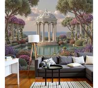 Papel Tapiz Fotográfico Efecto 3D Escenas Jardines Pabellones, Blanco Papel Pintado Tejido 150 × 105 Cm - Decorativos Murales Para Pared Salón Y Dormitorio - Jardines Clásicos