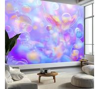 Papel Tapiz Fotográfico Efecto 3D Fantasía Encantador Animal Sirena, Morado Papel Pintado Tejido No Tejido 250 x 175 cm (An x Al) - Decorativos Murales para Pared Salón y Dormitorio