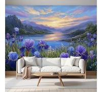 Papel Tapiz Fotográfico Efecto 3D Iris Morado, Púrpura Papel Pintado Tejido 250 × 175 Cm - Decorativos Murales Para Pared Salón Y Dormitorio - Pintura Al Óleo De Paisaje Natural